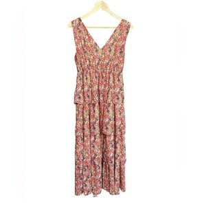 Wishlist Apparel Boho Floral Tiered Maxi Dress Sleeveless V-Neck Summer Size S